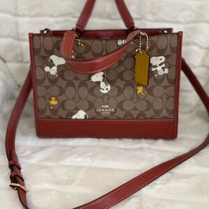 Coach X Peanuts Snoopy Brown & Red Satchel